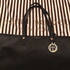 Henri Bendel Black Textured Leather Tote Bag